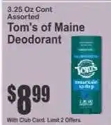 Key Food Tom's of Maine Deodorant offer