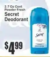 Key Food Secret Deodorant offer