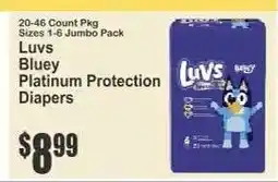 Key Food Luvs Bluey Platinum Protection Diapers offer