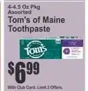 Key Food Tom's of Maine Toothpaste offer