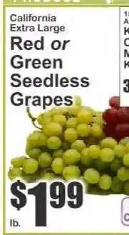 Key Food Red or Green Seedless Grapes offer