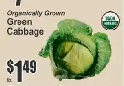 Key Food Organically Grown Green Cabbage offer