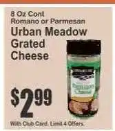 Key Food Urban Meadow Grated Cheese offer