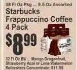 Key Food Starbucks Frappuccino Coffee 4 Pack offer