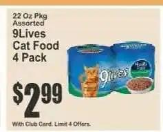 Key Food 9Lives Cat Food 4-Pack offer