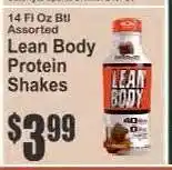 Key Food Lean Body Protein Shakes offer