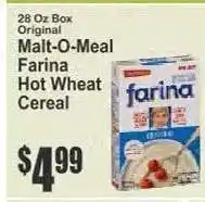 Key Food Malt-O-Meal Farina Hot Wheat Cereal offer
