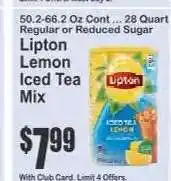 Key Food Lipton Lemon Iced Tea Mix offer