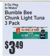 Key Food Bumble Bee Chunk Light Tuna 3 Pack offer
