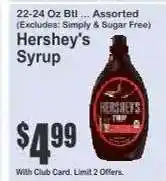 Key Food Hershey's Syrup offer