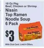 Key Food Nissin Top Ramen Noodle Soup 6 Pack offer