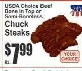 Key Food Chuck Steaks offer