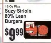 Key Food Suzy Sirloin 80% Lean Burgers offer