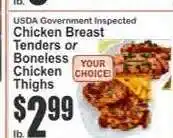 Key Food Chicken Breast Tenders or Boneless Chicken Thighs offer