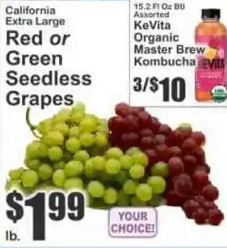 Key Food Red or Green Seedless Grapes offer