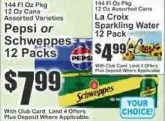 Key Food Pepsi or Schweppes offer