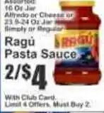 Key Food Ragú Pasta Sauce offer