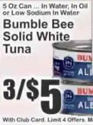 Key Food Bumble Bee Solid White Tuna offer