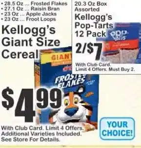 Key Food Kellogg's Giant Size Cereal offer