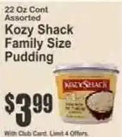 Key Food Kozy shack family size pudding offer
