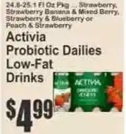 Key Food Activia probiotic dailies low-fat drinks offer