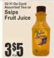 Key Food Assorted Tea or Ssips Fruit Juice offer