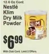 Key Food Nestlé klim dry milk powder offer