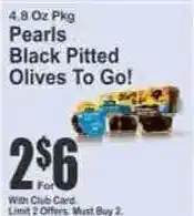 Key Food Pearls black pitted olives to go! offer