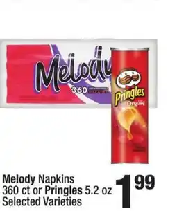 Super King Markets Melody napkins or pringles offer