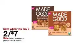 Target Sale Select MadeGood granola bars & snacks offer
