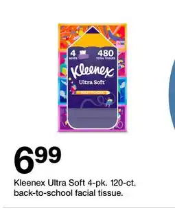 Target Kleenex Ultra Soft 4-pk. 120-ct. back-to-school facial tissue offer