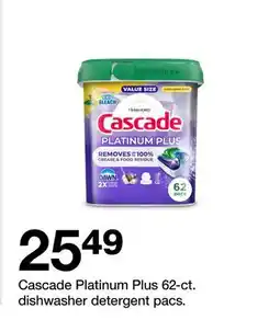 Target Cascade Platinum Plus 62 Ct. Dishwasher Detergent Pacs offer