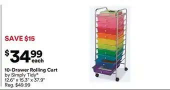 Michaels 10-Drawer Rolling Cart by Simply Tidy offer