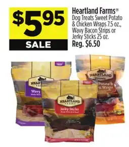 Dollar General Heartland Farms Dog Treats Sweet Potato & Chicken Wraps, Wavy Bacon Strips or Jerky Sticks offer