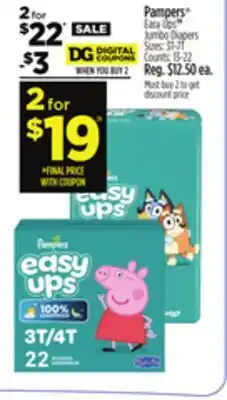 Dollar General Pampers Easy Ups Jumbo Diapers offer