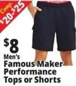 Ocean State Job Lot Men's Famous Maker Performance Tops or Shorts offer