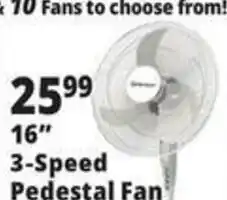 Ocean State Job Lot 16" 3-Speed Pedestal Fan offer