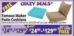 Ocean State Job Lot Famous Maker Patio Cushions offer