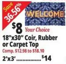 Ocean State Job Lot Your Choice 18"x30" Coir, Rubber or Carpet Top offer