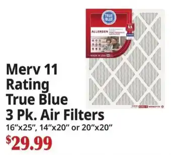 Ocean State Job Lot True Blue Merv 11 Rating Air Filters offer