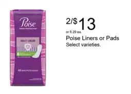 Walgreens Poise Liners or Pads offer