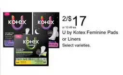 Walgreens U by Kotex Feminine Pads or Liners offer