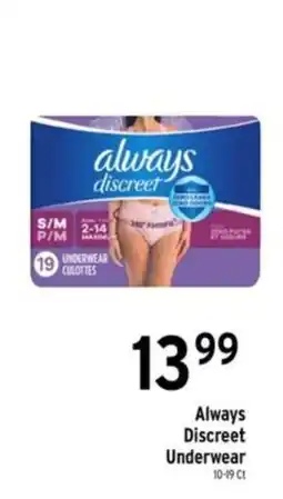 Brookshire's Always Discreet Underwear offer