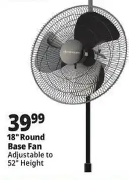 Ocean State Job Lot 18" Round Base Fan Adjustable to 52" Height offer