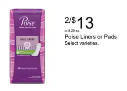 Walgreens Poise Daily Liners offer