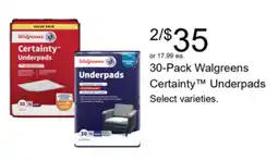 Walgreens Walgreens CertaintyTM Underpads offer