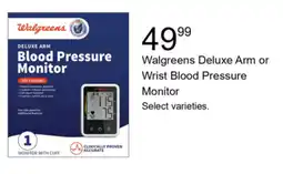 Walgreens Walgreens Deluxe Arm or Wrist Blood Pressure Monitor offer