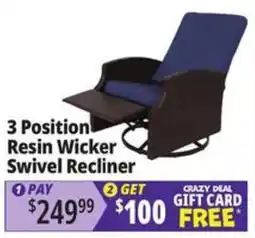 Ocean State Job Lot 3 position resin wicker swivel recliner offer