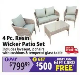 Ocean State Job Lot 4 Pc. Resin Wicker Patio Set offer