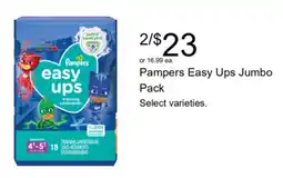 Walgreens Pampers Easy Ups Jumbo Pack offer